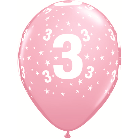 11" (28 cm) 3-Årsballong Rosa