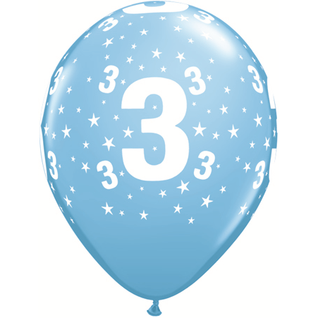 11" (28 cm) 3-Årsballong Ljusblå