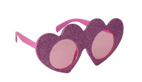 Glasögon rosa hjärtan glittriga