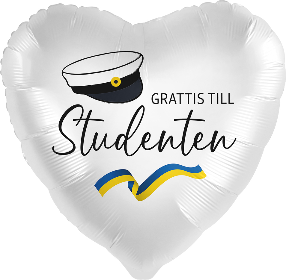 43cm Hjärta Student Vit - S