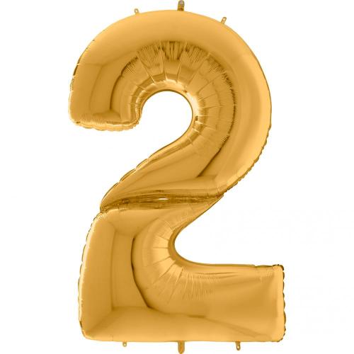 134cm Guld Siffra 2 - XXL