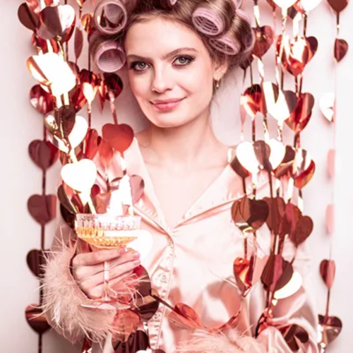 Partydraperi Hjärtan Rosé