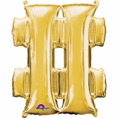 SuperShape Symbol "#" Gold Foil Balloon P50 Packaged 68 x 83cm