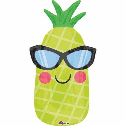 Junior Shape "Fun in the Sun Pineapple" Foil Balloon, S50, packed, 30 x 66cm