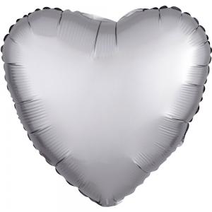 17" (43 cm) Hjärta Satin Luxe Silver