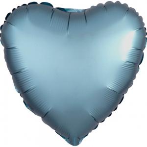 17" (43 cm) Hjärta Satin Luxe Stålblå