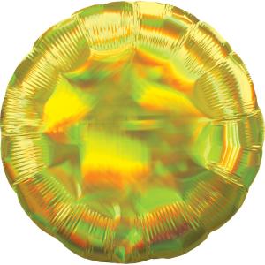 Standard Holographic Iridescent Yellow Circle Foil Balloon S55 Bulk