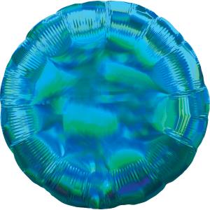 Standard Holographic Iridescent Cyan Circle Foil Balloon S55 Bulk