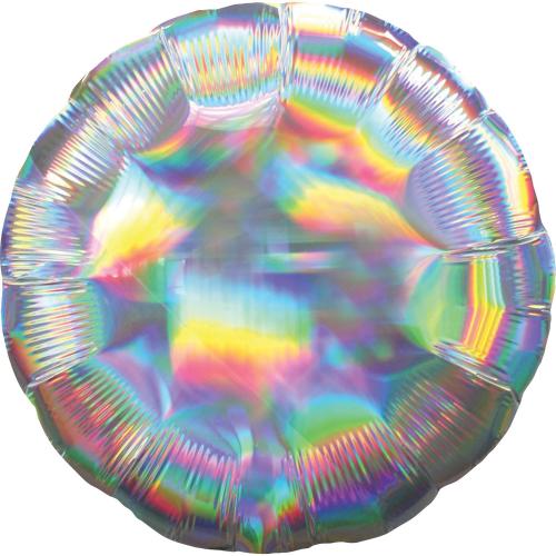 Standard Holographic Iridescent Silver Circle Foil Balloon S55 Bulk