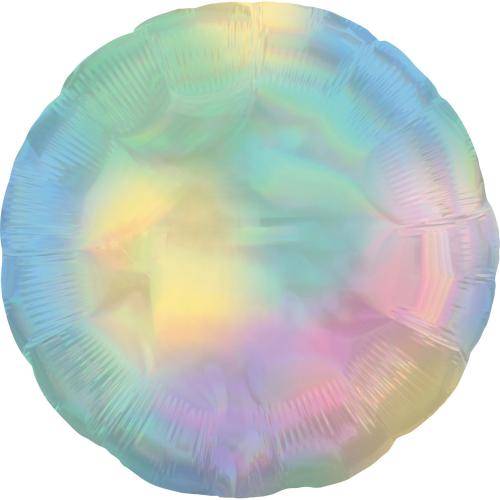 Standard Holographic Iridescent Pastel Rainbow Circle Foil Balloon S55 Bulk