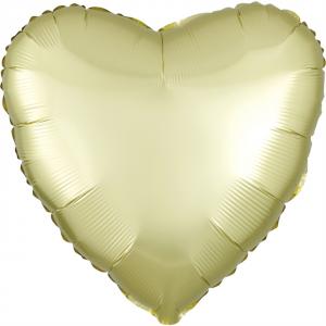 17" (43 cm) Hjärta Satin Luxe Pastellgul