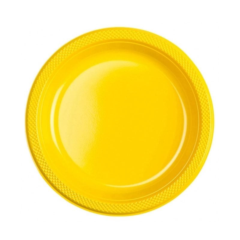 Plasttallrik, gul 22,8 cm