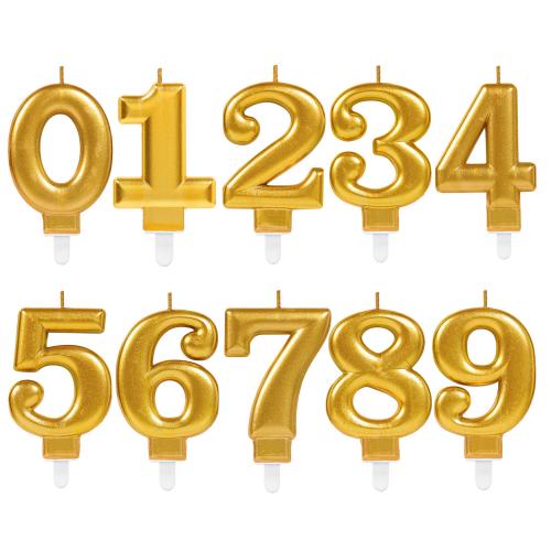 Nummer 2 Guld Tårtljus