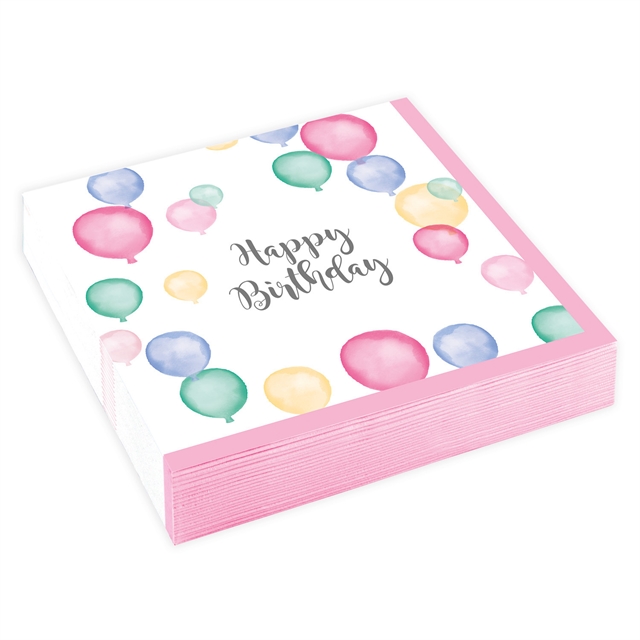 20 st servetter Happy Birthday pastell 25x25 cm
