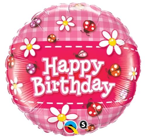 18"  RND BDAY LADYBUGS & DAISIES