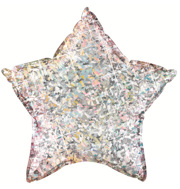 36" (90 cm) Stjärna  Holografisk Silver