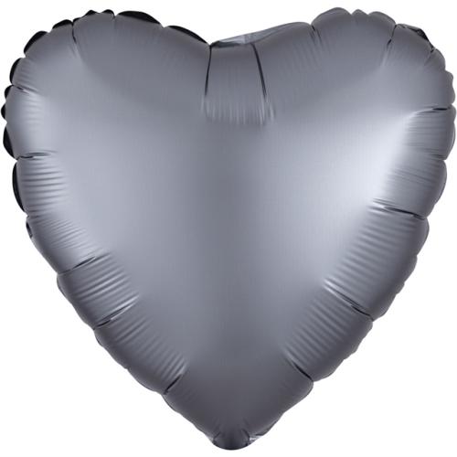 46cm Hjärta Satin Lyx Grafit