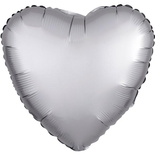 46cm Hjärta Satin Lyx Platina