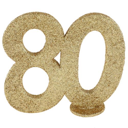 Glitterdekoration Guld 80 År