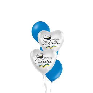 Klassisk Blå & Studenthjärta Vit - Studentbukett 505