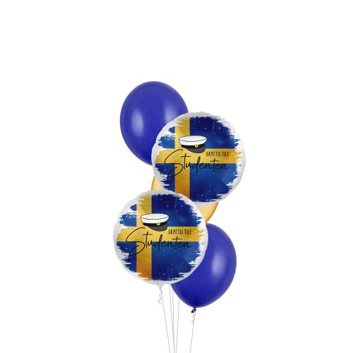 Kungsblå & Met. Guld Sverige - Studentbukett 505