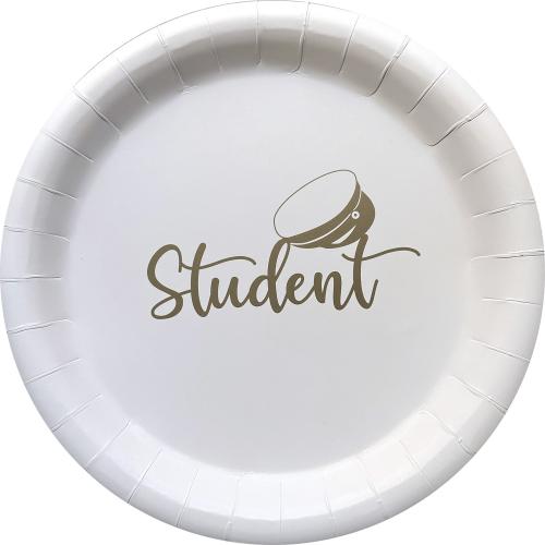 PAPER PLATE STUDENT GOLD 23 CM 8-P