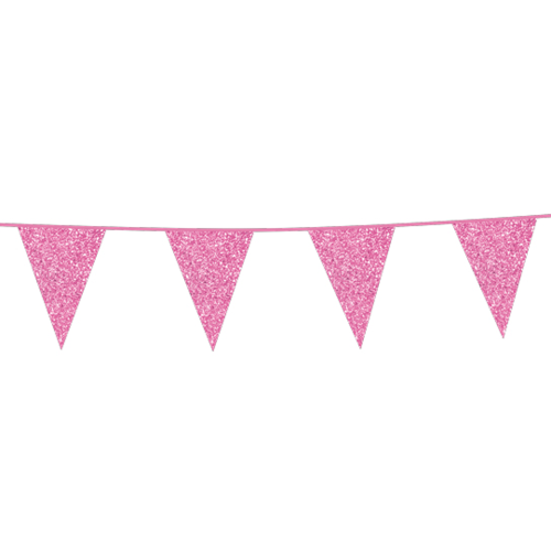 Flaggspel Rosa Glitter  6m 16x20cm