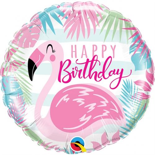 18" Happy Birthday rosa flamingo