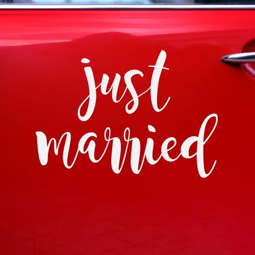 Wedding day car sticker - Just married, 33x45cm