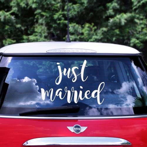 Wedding day car sticker - Just married, 33x45cm