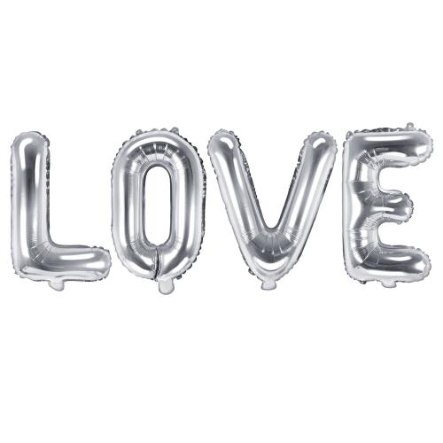 Foil Balloon Love, 140x35 cm Silver