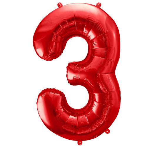 86cm Röd Siffra 3 - XL