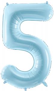 86cm Ljusblå Siffra 5 - XL