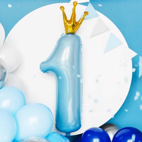 Foil Balloon Number ''1'', 37x100 cm, skyblue