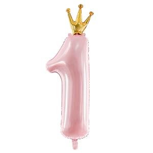 Foil Balloon Number ''1'', 37x100cm, light pink