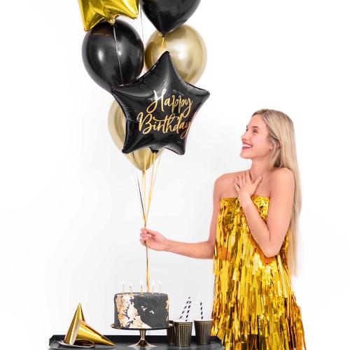 Foil balloon Happy Birthday, 40cm, black