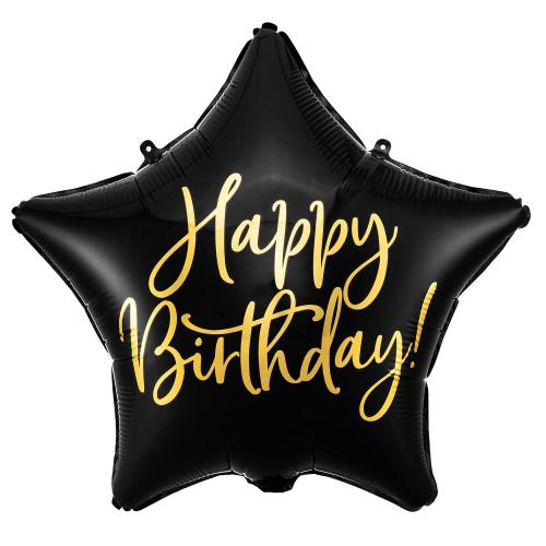 40cm Stjärna Happy Birthday Svart