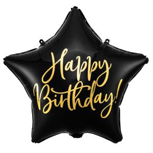 Foil balloon Happy Birthday, 40cm, black