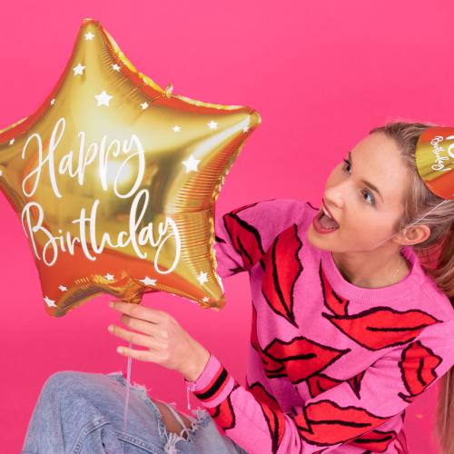 Foil balloon Happy Birthday, 40cm, gold