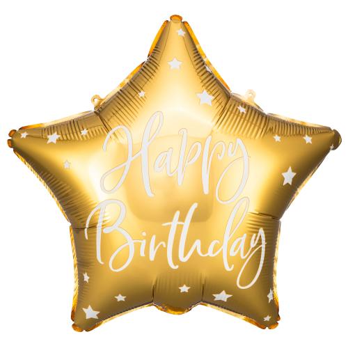 40cm Stjärna Happy Birthday Guld