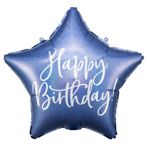 Foil balloon Happy Birthday, 40cm, navy blue