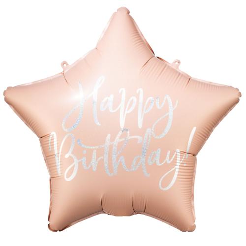 40cm Stjärna Happy Birthday Rosé