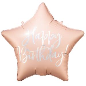 Foil balloon Happy Birthday, 40cm, light powder pink