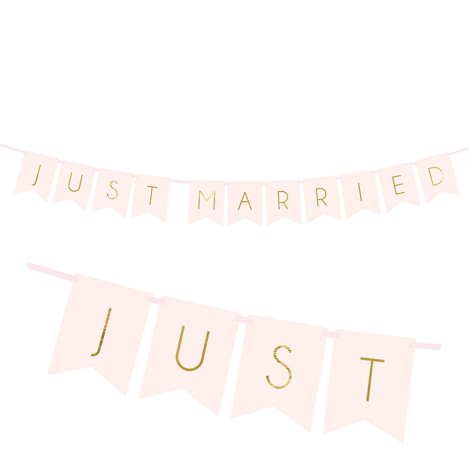 Just Married banner, ljusrosa