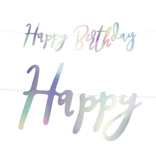 Banner Happy Birthday, iridescent, 16.5x62cm