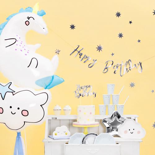 Happy Birthday Banner Silver