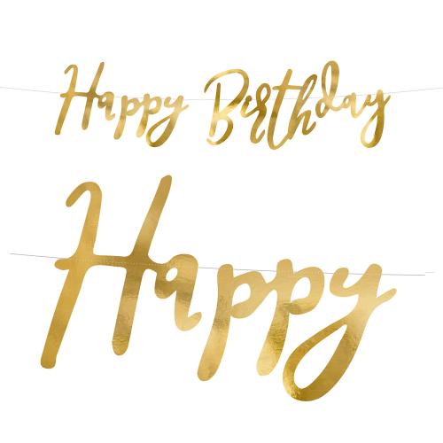 Happy Birthday Banner Guld