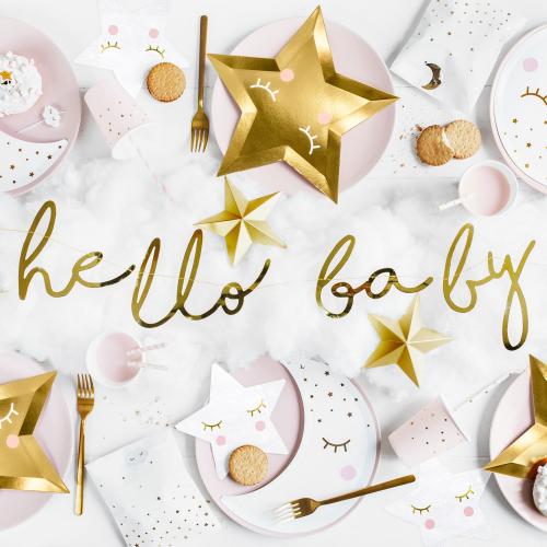 Hello Baby Banner Gold