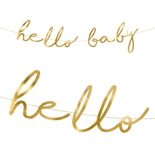 Hello Baby Banner Gold