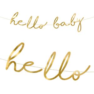 Hello Baby Banner Gold